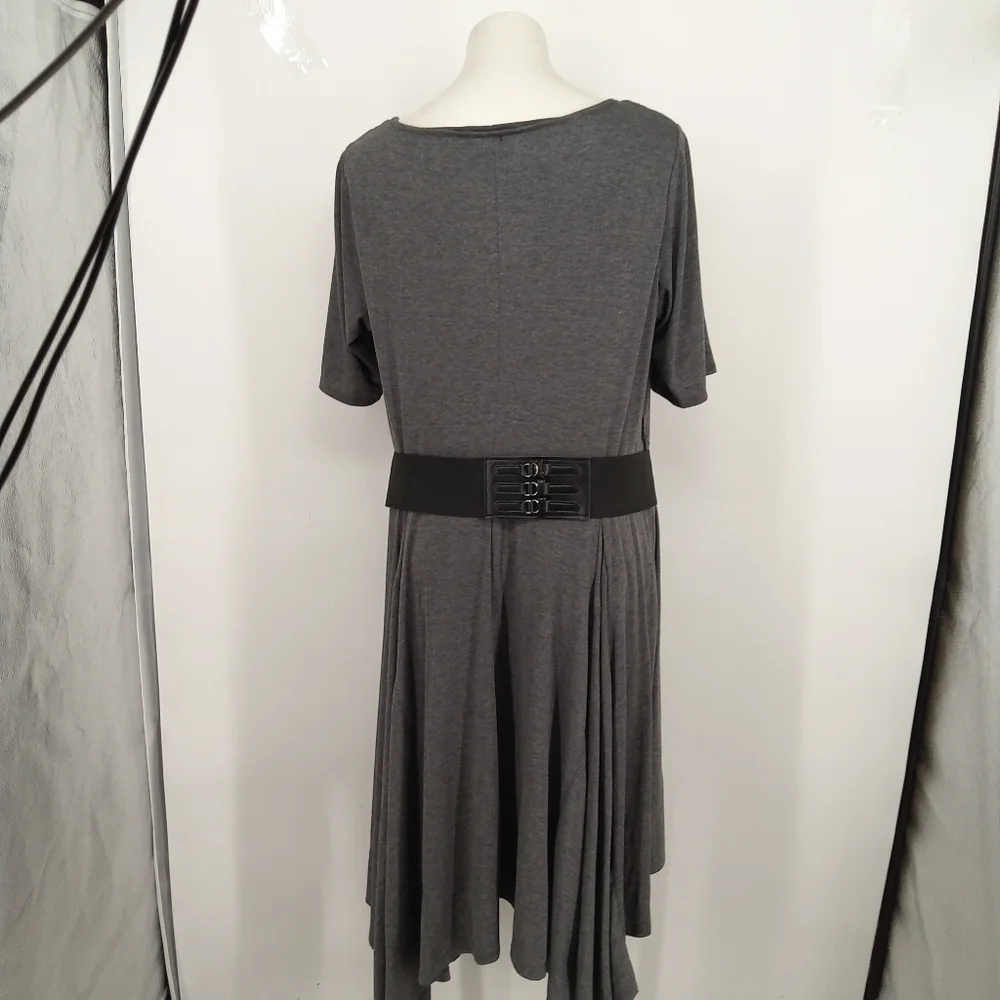 SIGNATURE BY ROBBIE BEE 20W SCOOP NECK ASYMMETRICAL MIDI DRESS - Picture 7 of 9